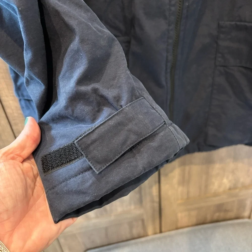 J Crew Men’s XL Jacket Navy Blue Fleece Lined Hooded